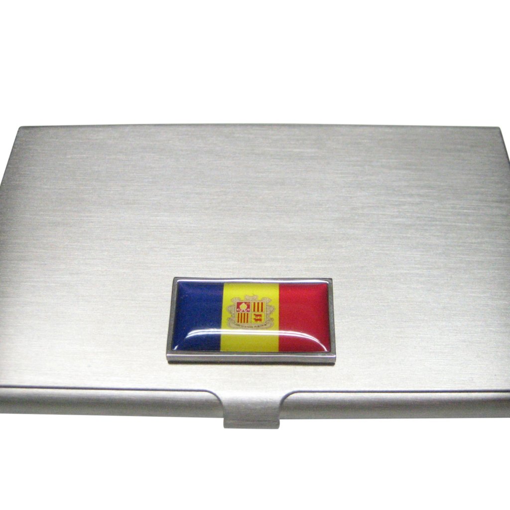 Thin Bordered Andorra Flag Business Card Holder